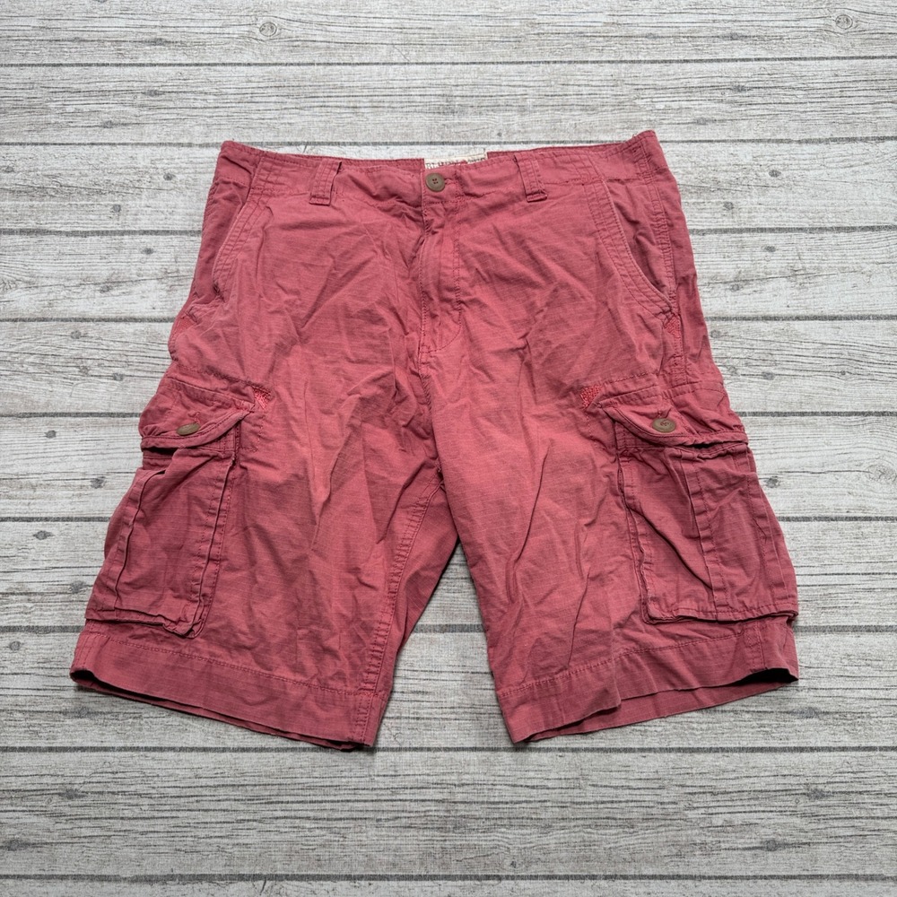 Y2K Bluenotes Cargo Shorts Mens 36 Red Classic Cotton Relaxed Fit Hiking Outdoor